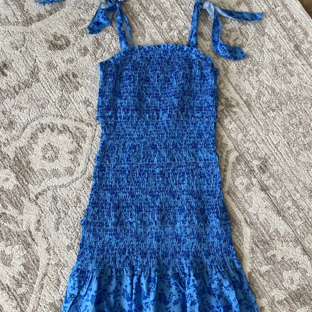 Blue Floral Tie Dress